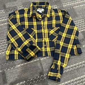 Girls/Juniors RSQ Cropped Flannel Blue/Yellow XS NWOT